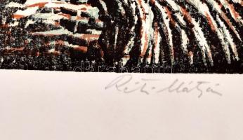 Réti Mátyás (1922-2002): Híd. Színes linómetszet, karton, jelzett, 25×32 cm