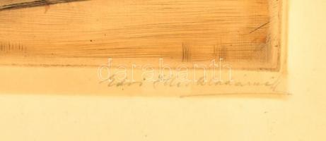 Edvi Illés Aladárné (1877-1963): Meseolvasás. Színezett rézkarc, papír, jelzett, lap sarkaiban folto...