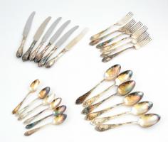 Fém evőeszközkészlet, jó állapotban, 4×6 db