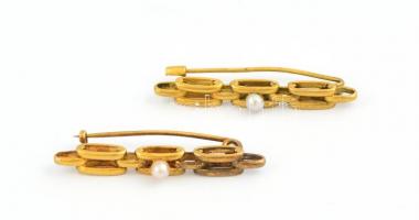 Aranyszínű bizsu lánc, h: 31 cm + aranyszínű bizsu biztostű (2db), 3,5x0,5 cm