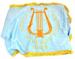 1927 Vakok Homéros énekkara feliratos, hímzett selyem zászló 70x110 cm