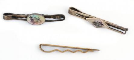 3 db nyakkendőtű, 2 db vietnámi, gyöngyházfényes díszítéssel, h: 5,5 és 6 cm