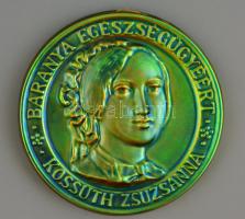 Zsolnay Kossuth Zsuzsanna plakett. Eozin mázas. Jelzett, hibátlan. d:18,5 cm