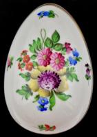 Herendi virág mintás, tojás alakú ékszertartó. Kézzel festett, jelzett, hibátlan 12 cm