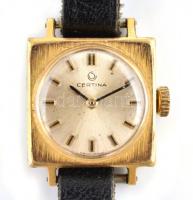 Certina női karóra, kézi felhúzású, bőr szíjjal, működő állapotban d: 17 mm