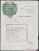 1939-1943 3 db számla (Korcsmárosok Rt. Jászberény, Gschwindt-féle Szeszgyár, Teleki Szőlőtelepek Villány)