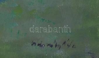 Vidovszky Béla (1883-1973): Napfényes falurészlet. Olaj, vászon, jelzett. Hátoldalán 1954-es dátumma...