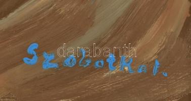 Szobotka I. jelzéssel: Falusi utca. Olaj, farost, 29,5x39 cm