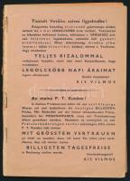 1937 Kis Vilmos asztaloskellékek vasáruraktárának 42. számú árjegyzéke, magyar és német nyelven, lev...