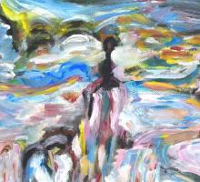 TM jelzéssel: Örvénylő formák. Olaj, karton, 46x52,5 cm