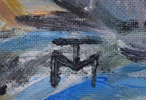 TM jelzéssel: Örvénylő formák. Olaj, karton, 46x52,5 cm