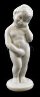Porcelán kislány figura, fehér mázas, jelzés nélkül, apró mázhibákkal, m: 11 cm