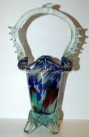 cca 1960 Dekoratív üvegkosár