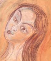 Kádár jelzéssel: Lány. Kréta, papír, 46,5x33 cm