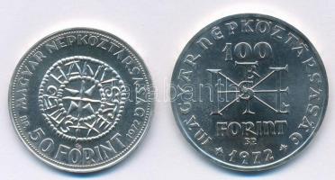 1972. 50Ft Ag + 100Ft Ag "Szent István" pár T:BU 
Adamo EM38; EM39