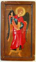 Szt Mihály arkangyalt ábrázoló fa ikon 23x38 cm (hátoldalán viaszpecsét)