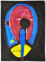 fe. LL '98 jelzéssel: A vörös alagút. Olaj, papír, 70x50 cm