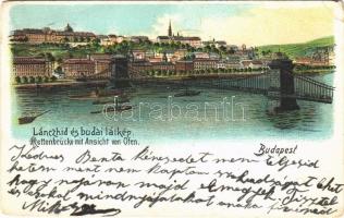 1905 Budapest, Lánchíd és budai látkép. litho  (EK)
