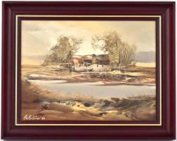 Bubelényi László (1953-): Ceglédi tanya. Olaj, farost, jelzett, fa keretben, 30×40 cm