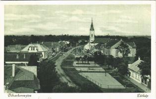 1940 Biharkeresztes, látkép, templom. Frisch Testvérek kiadása (EK)