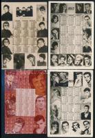 cca 1960-1970 Színészeket ábrázoló 4 db fotós kártyanaptár