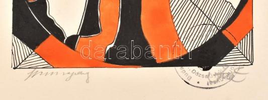 Szász jelzéssel: Arcok. Vegyes technika, papír. 12×12 cm