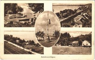 1938 Balatonvilágos, vasútállomás, országzászló (Rb)
