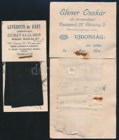 cca 1900 Lefkovits és Káry, Elsner Oszkár kelmeáruk kereskedésének szövetmintái, 2 db