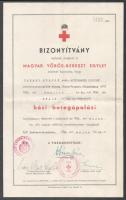 1938 Pestszenterzsébet, Magyar Vöröskereszt Egylet bizonyítványa házi betegápolási tanfolyam