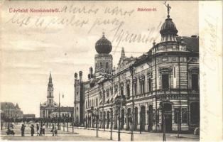 1906 Kecskemét, Rákóczi út, zsinagóga, Kocsis (?) Elek üzlete. Fekete (Schwartz) Soma kiadása (EK)