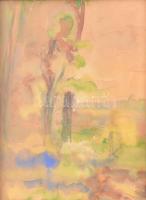 Wischán jelzéssel: Naplemente. Akvarell, papír. Kissé sérült, üvegezett fa keretben. 32,5×24 cm