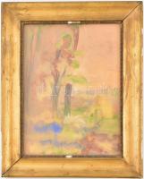 Wischán jelzéssel: Naplemente. Akvarell, papír. Kissé sérült, üvegezett fa keretben. 32,5×24 cm