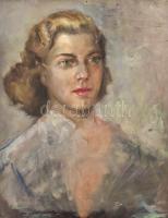 Jelzés nélkül: Női portré. Olaj, vászon. Sérült. 50×40 cm