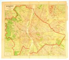 cca 1930 Budapest Székesfőváros térképe. Kókai Lajos. Utcajegyzékkel 68x74 cm