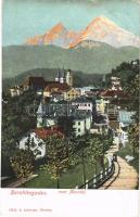 1921 Berchtesgaden, vom Nonntal / general view, church, mountains, litho (EB)
