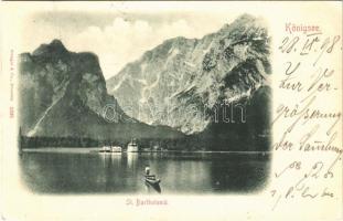 1898 Königsee, St. Bartholoma / lake, boat