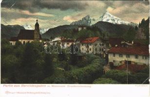1906 Berchtesgaden, Watzmann Gewitterstimmung / church, mountain, litho (worn corners)