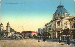 Szatmárnémeti, Satu Mare; Deák tér, Paskuj Imre üzlete. Vasúti Levelezőlapárusítás / square, shops