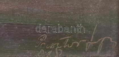 Olvashatatlan jelzéssel: Tanya napfényben. Olaj, fa. Fa keretben, hátoldalán régi rákospalotai keret...