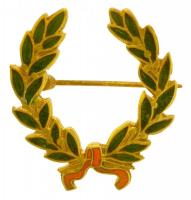1954. Kossuth-díj I. fokozata aranyozott Br kitüntetés, részben zománcozott (22x25mm) T:1  Hungary 1954. Kossuth Prize, Golden badge gilt Br decoration, partially enamelled (22x25mm) C:UNC