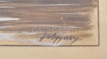 Völgyessy jelzéssel: Behavazott téli táj. Vegyes technika, papír. Üvegezett fa keretben, 25x30,5 cm