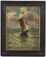 Jelzés nélkül: Vitorlás. Olaj, papír. Üvegezett fa keretben, 26,5x20,5 cm