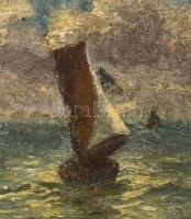 Jelzés nélkül: Vitorlás. Olaj, papír. Üvegezett fa keretben, 26,5x20,5 cm