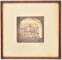 Olvashatatlan jelzéssel: Kőszeg. Rézkarc, papír. Üvegezett fa keretben. 25x25 cm