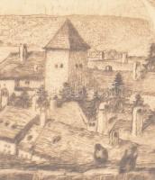 Olvashatatlan jelzéssel: Kőszeg. Rézkarc, papír. Üvegezett fa keretben. 25x25 cm