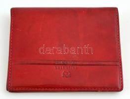 Emporio Valentini piros bőr pénztárca, kopásnyomokkal, 13×11 cm