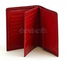 Emporio Valentini piros bőr pénztárca, kopásnyomokkal, 13×11 cm