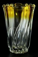 Cseh sárga kristályüveg váza. Hibátlan 25 cm