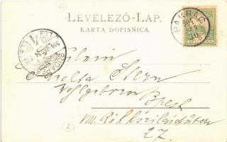 1904 Pakrác, Pakratz, Pakrac; utca, templom / street view, church + magyar posta (EK)