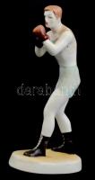 Hollóházi porcelán bokszoló, kézzel festett, jelzett, hibátlan, m:20 cm
